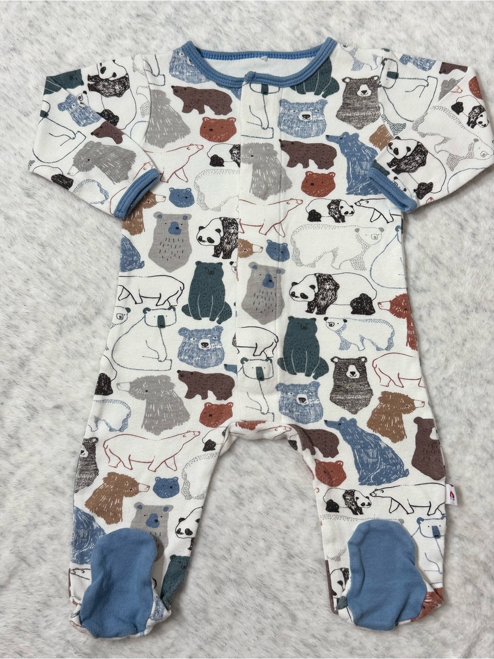 Magnetic Me Panda Polar Bear Footie Sleeper 3-6M Baby Cotton Neutral Animal